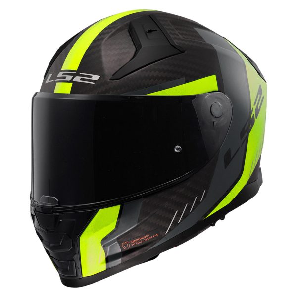 Kaciga LS2 Full Face FF811 VECTOR II CARBON GRID mat crno žuta sa naočarima XL