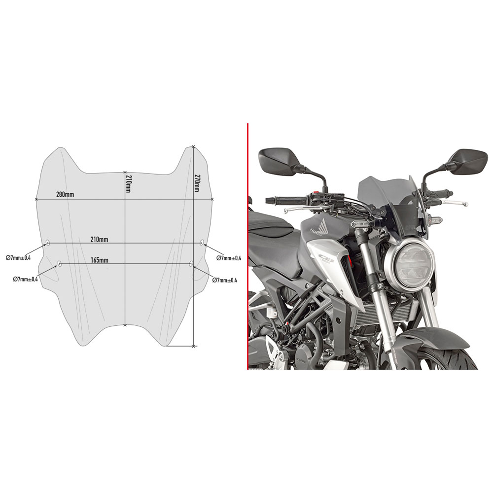 A1164_0 Vizir zatamnjeni GIVI Honda CB 125 R (18-24) / CB 300 R (18-24) A1164 - Image 1