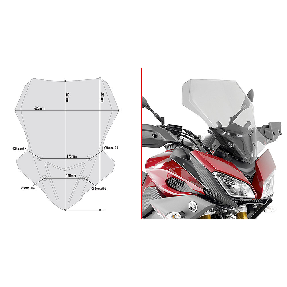 D2122S_0 Vizir blago zatamnjeni GIVI Yamaha MT09 TRACER (15-17) D2122S - Image 1