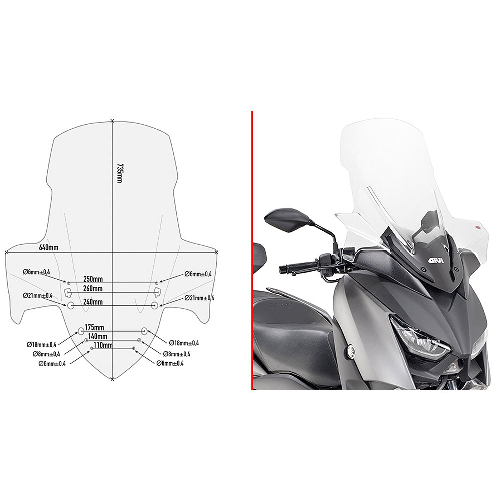 D2136ST_0 Vizir providni povišeni GIVI Yamaha X-MAX 300 (17-22) D2136ST - Image 1