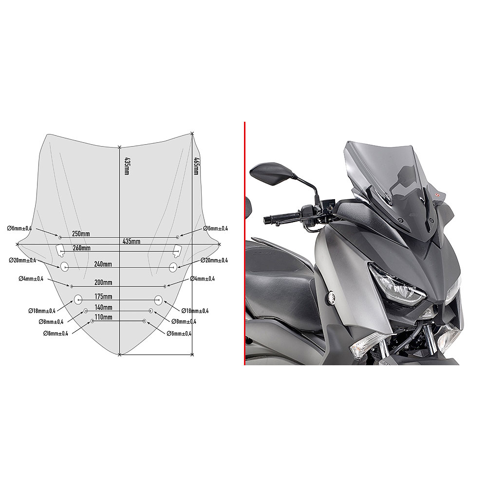 D2136S_0 Vizir zatamnjeni GIVI Yamaha X-MAX 300 (17-22) D2136S - Image 1
