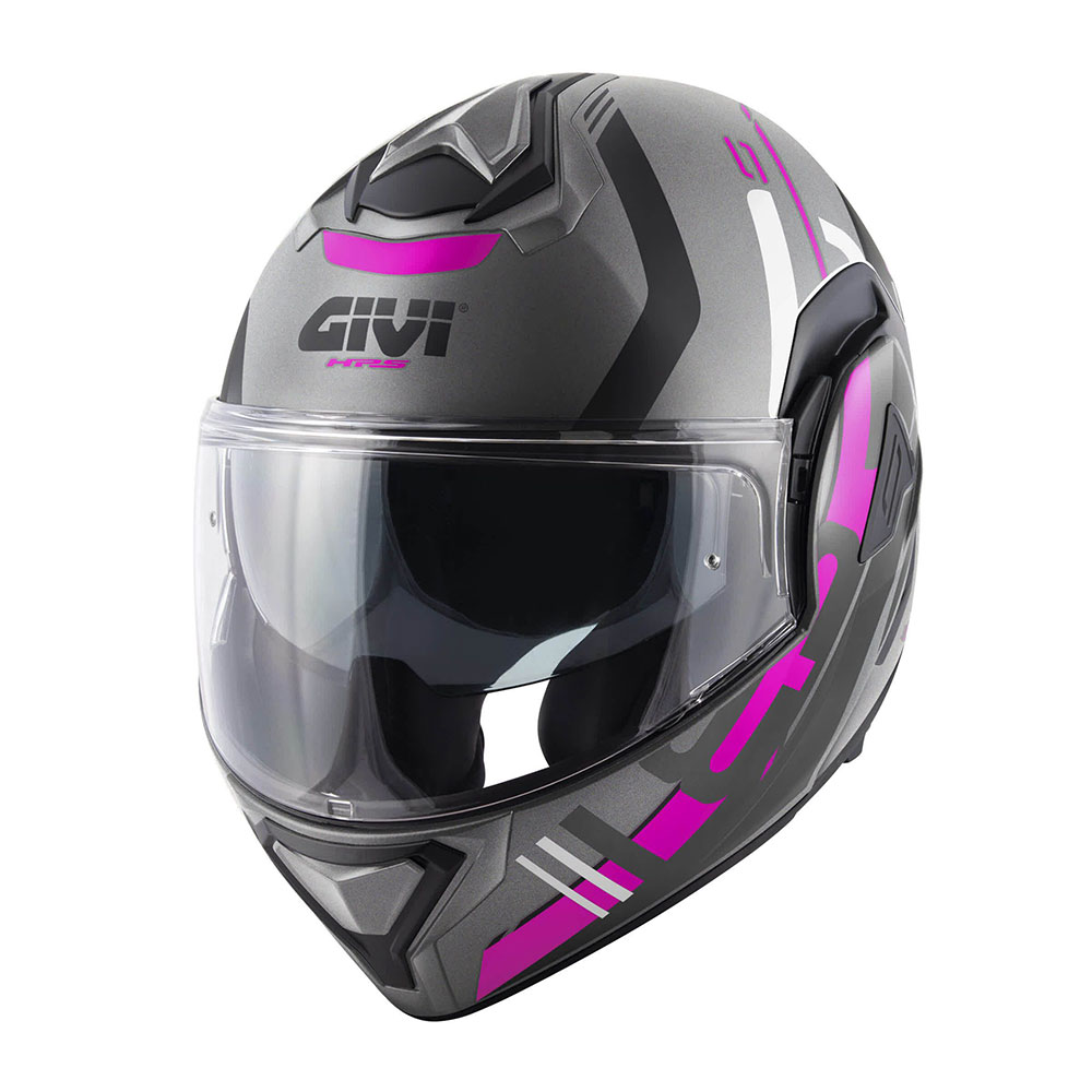 HX30FPUTP58_0 Kaciga GIVI Flip Up X30 PULSAR titanium crno ljubičasta M - Image 1